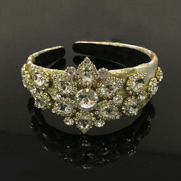 

woman headdress tiara de noiva bridal hair accessories crystal baroque headband party hairband jewelry diadem headpiece bijoux, Golden;white