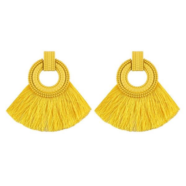 

fashion women tassel earrings 2018 brincos boho statement fringe earings circle vintage fan shape dangle earring modern jewelry, Silver