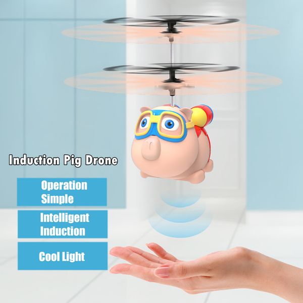 

pig ufo drone anticollision intelligent sensor induction hand controlled flying sensing helicopter kids toy girls gift ufo drone