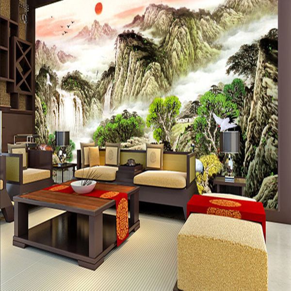 3d Living Room Tv Background Wallpaper Mural Mountain And River Large Mural Background Wall Sofa Film And Television Wall Wallpaper Simpsons Wallpaper