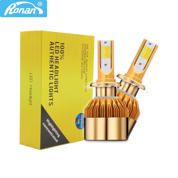 

ronan car led headlight bulb h4 h1 h3 h7 h11 h8 3000k 6000k cob 9005/hb3 9006/hb4 880/881/h27 dual color yellow white light