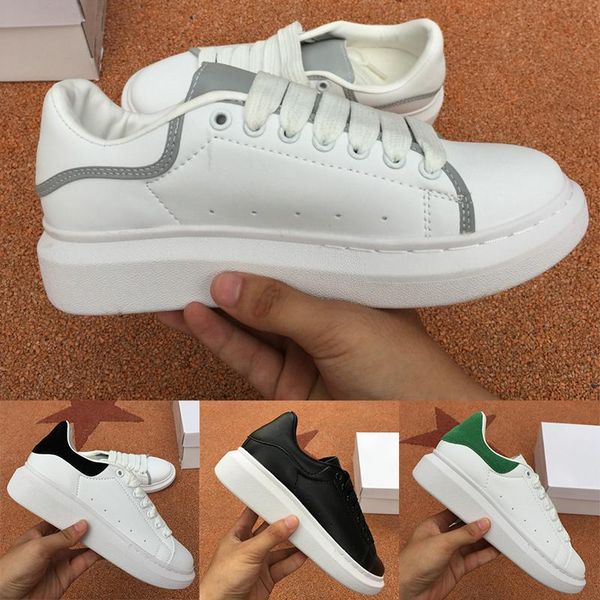 

italy chaussure mens womens fashion designer luxury velvet white genuine leather lace-up platform flat casual shoes 3m reflective sneakers