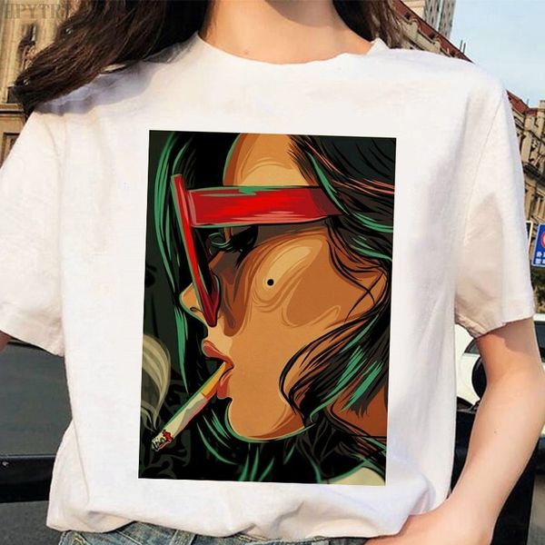 

new women's plus size white t-shirt harajuku beauty pattern printed t shirt summer casual short-sleeved fashion tshirt