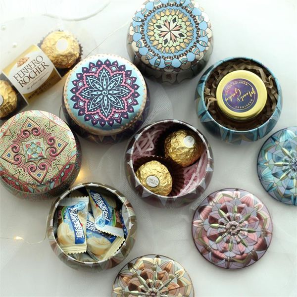 

retro candy tin box wedding gift box round ethnic style candy chocolate candle gift birthday party christmas iron