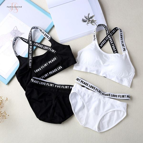 

письмо bras женщины lounge нижнее белье удобная беспроводная loungewear lingerie бюстгальтер set черный и белый хлопок наборы, Red;black