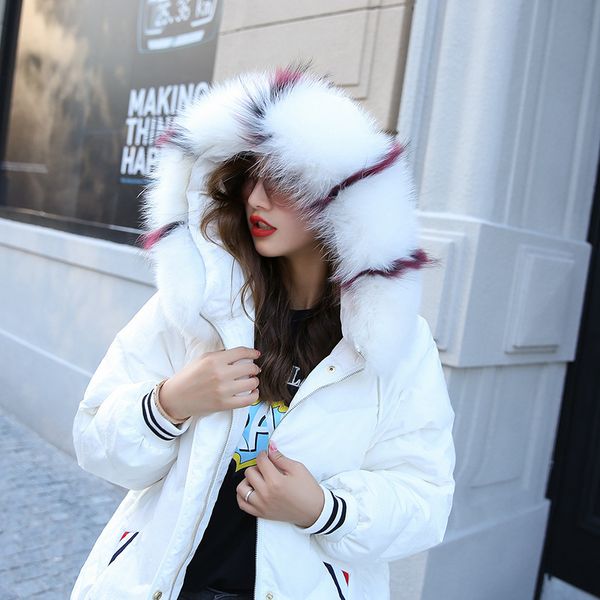 

winter brand duck jacket women warm long down coat female raccoon fur clothes 2020 korean thick coats hiver lw1743, Black