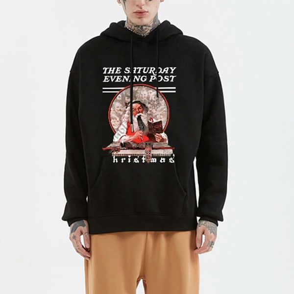 

christmas mens designer hoodie winter thick fleece lovers luxury xmas letters hoodies women sweartshirt streetwear hooded sweatshirts m-xxl, Black