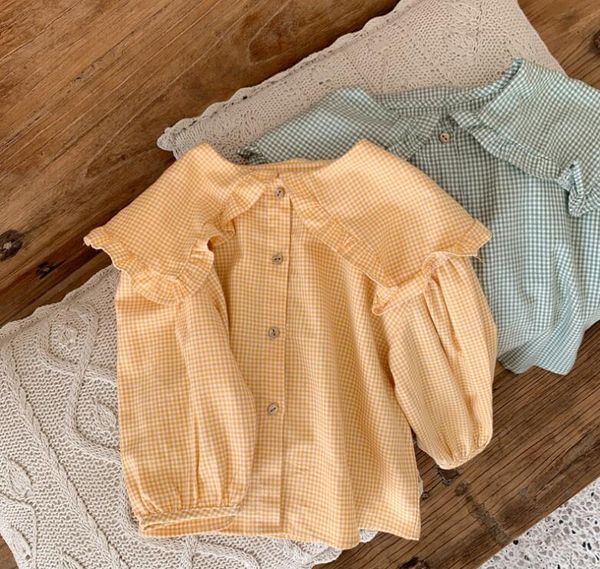 

2020 new style girls plaid shirt spring cotton fashion girls blouse 1-7t po91, White;black