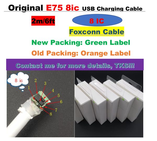 

100pc lot e75 8ic original 1m 3ft od 3 0mm data u b ync charger cable for iphone x x xr 8 7 e 5 6 plu with retail box x model
