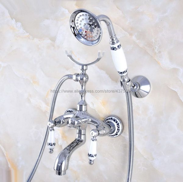 2020 Polished Chrome Wall Mounted Bathroom Clawfoot Bathtub Faucet