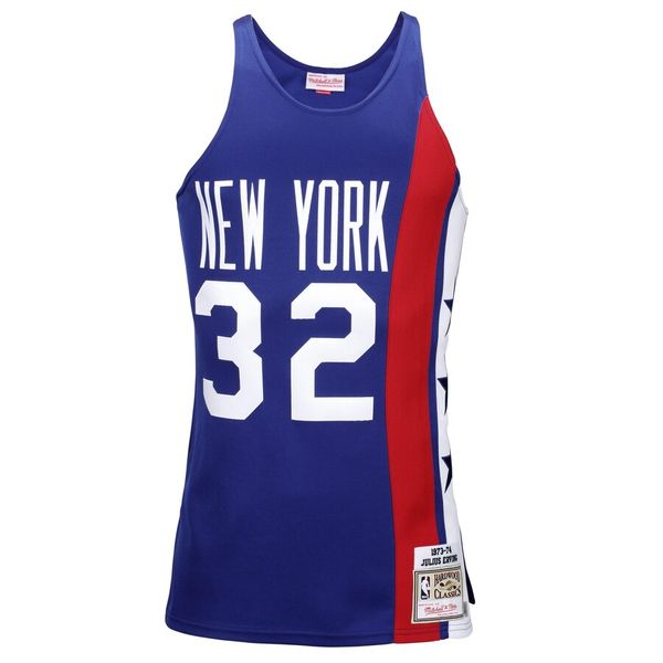 

mens new york net 32 julius erving mitchell & ness blue 1975 authentic basketball jersey01, Black;red