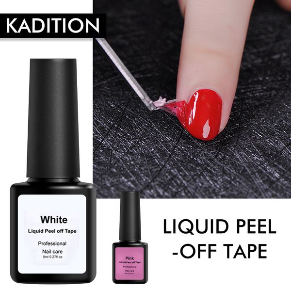 

kadition new peel off tape liquid from acrylic nail polish protection skin care latex easy clean manicure uv nail polish lacquer, Red;pink