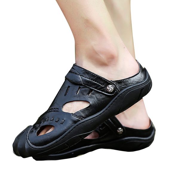 

vogue men sandals summer men shoes breathable walking beach sports slippers couple men\x27s shoes casual large size 18apl23, Black