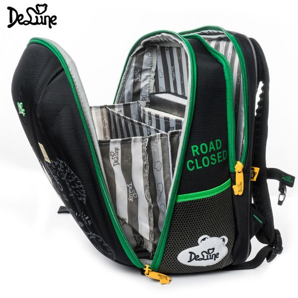 

delune brand orthopedic school bag for children boys four-wheel drive cars print backpack speed suv mochila infantil grade 1-5 y190601