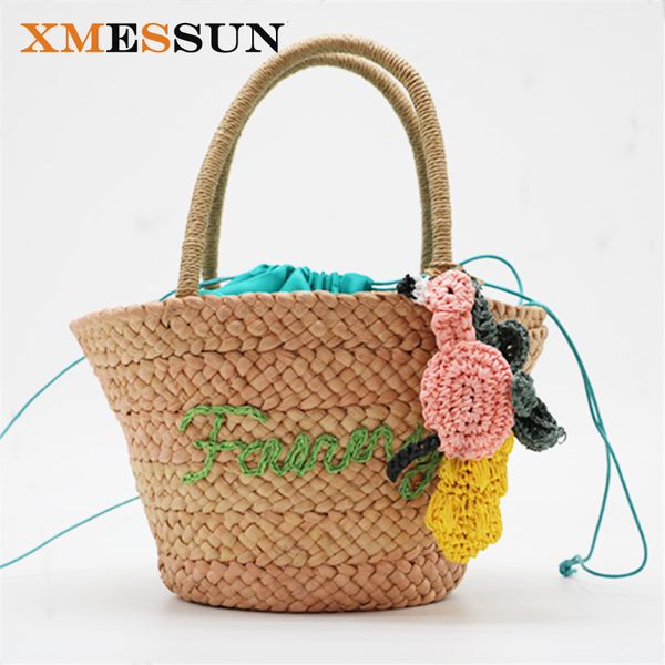 

высокое качество женщины соломенная сумка bohemian бали rattan бич сумки вышивки flamingo ручной kintted сумки плеча ins популярные