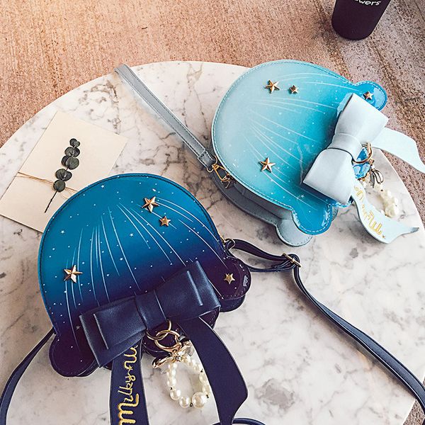 

fashion sweet bow jellyfish shape women shoulder bags designer start sky crossbody bag lady cute small shell purses female bags