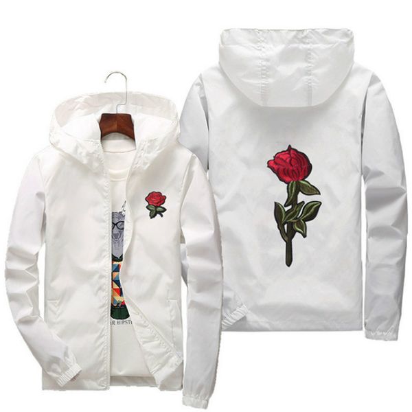 

fashion windbreaker mens man zipper polyester floral slim casual jacket hooded long sleeve 8 colors size plus size s-7xl, Black;brown