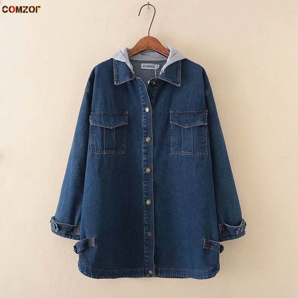 

2019 autumn new arrival women denim jacket long sleeve hooded coats womens clothing plus size 3xl-5xl jaqueta feminina, Black;brown