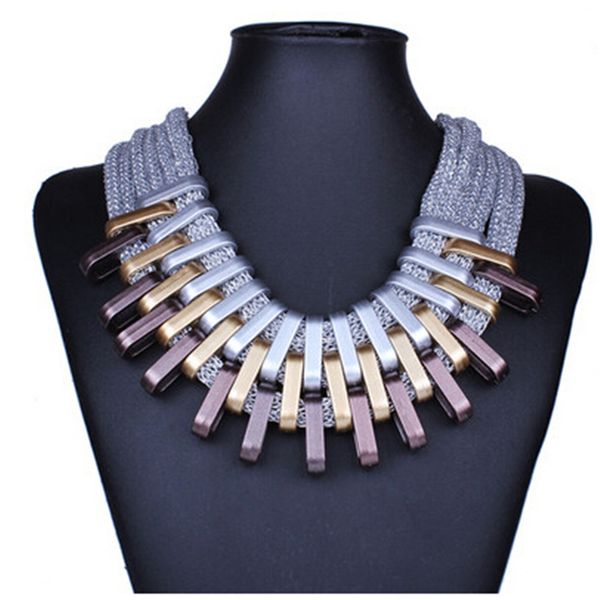 

new acrylic punk vintage fashion necklaces &pendants women statement necklace gradient drops choker maxi colar feminino, Silver