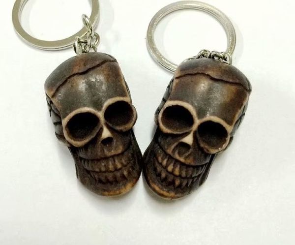 

yqtdmy 15 pcs faux imitation demon skull head boy men jewelry biker keychain, Slivery;golden