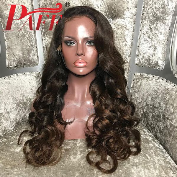 

paff glueless ombre silk base lace front human hair wigs 1b/4# pre plucked 4*4 body wave silk remy hair wigs, Black;brown
