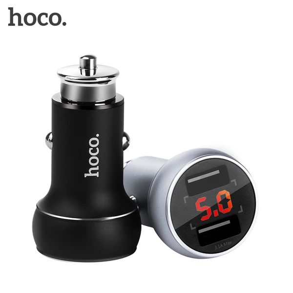 

hoco new dual usb car charger digital led display 5v 3.1a metal fast charging voltage monitoring for iphone x for samsung xiaomi