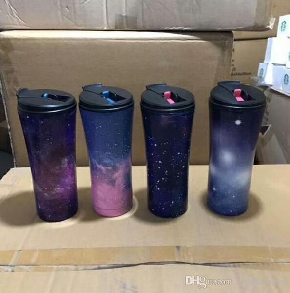 

17oz 500мл звездное небо соломкой чашки двустенных из нержавеющей стали с вакуумной изоляцией путешествия кружка пива стекла влагонепроницае