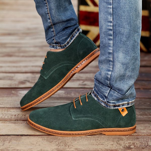 

new men's casual shoes suede shoes men's lace-up, Black