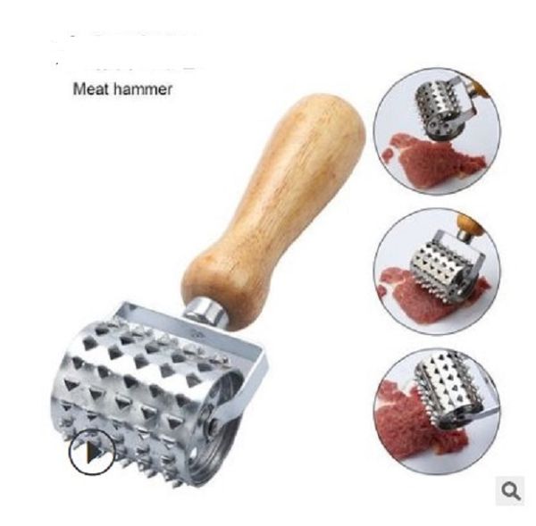 

2020 kitchen tools stainless steel pine meat hammer creative wooden handle rolling steak broken rib utensil kitchen tool tender mea