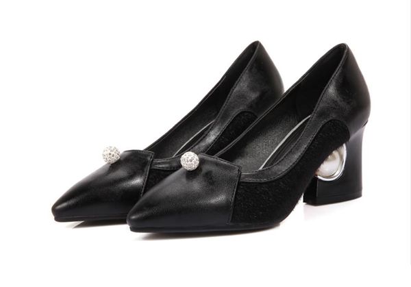 

2020 spring and autumn with new style fashion high heel coarse heel pointed end women's shoes @mqwbh628, Black