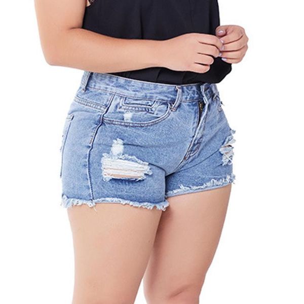 

модные женские джинсы мини брюки высокая талия джинсовые шорты джинсовая дыра пляжное дно джинсы женщина синий 2020#, Blue