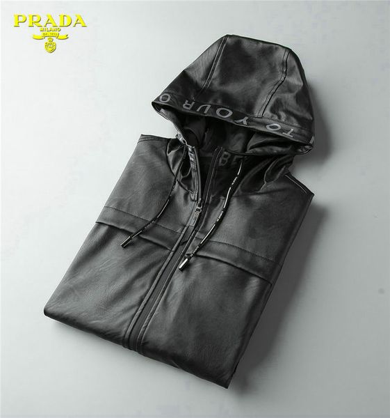 

italian brand leather mens designer jacket luxury motorcycle leather jacket high end slim parker fashion hoodie riding leather, Black