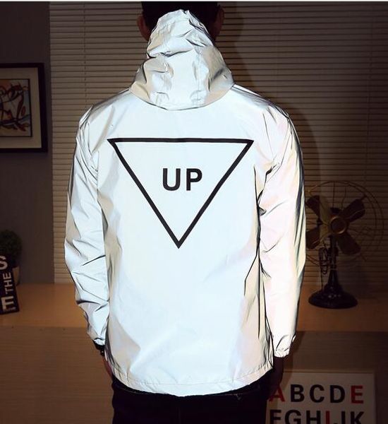

2016 3m reflective jacket men women skateboard triangle windbreaker waterproof coat waterproof outerwear, Black;brown