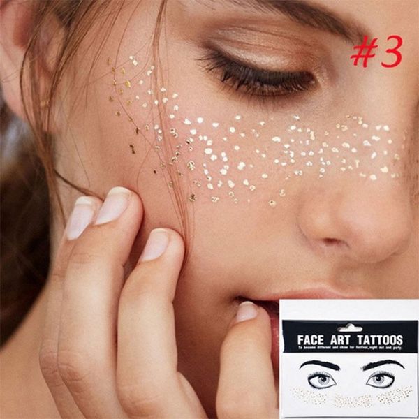 

dropshipping golden face temporary tattoo waterproof blocked freckles makeup stickers eye decals smj