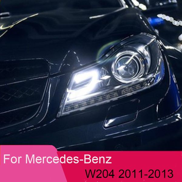 

car styling for w204 headlights 2011-2013 c180 c200 c260 led headlight led drl h7 hid bi-xenon lens low beam car accessorie
