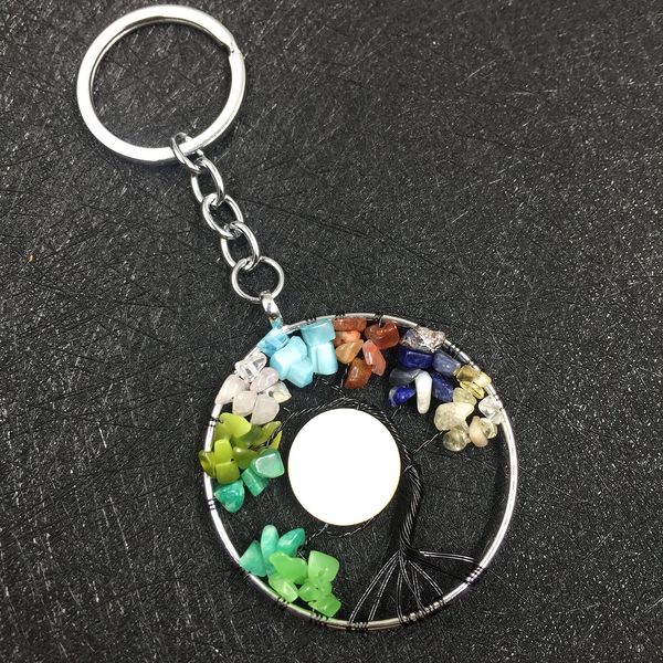 

girls student school bag hanging charm life tree keychain metal snap button keyring suitable for diy jewelry (fit 18mm 20mm snap button, Silver