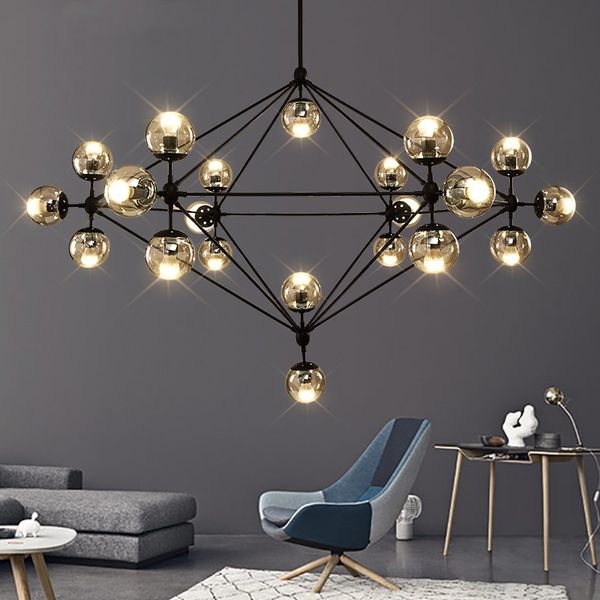 design italiano Globe Chandelier Lighting Living room Bedroom Cozinha Ilha bolha de vidro do candelabro do brilho Black Rose cor do ouro