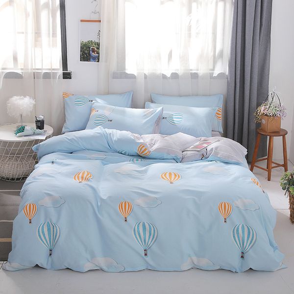 

air balloon blue duvet cover set cotton double-side print quilt cover bedclothes bedsheet with pillow cases no comforter