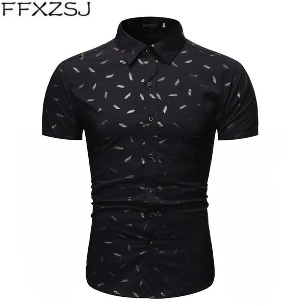 

ffxzsj brand 2020 men's new summer short sleeve printed casual fashion shirt in european size xxl, White;black