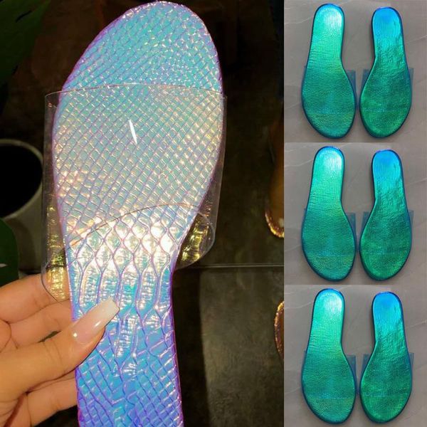 

slippers shoes woman transparent pvc slippers roman flats non-slip 2020 new summer print beach flip flop, Black