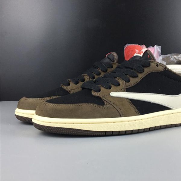 

travis scott x air 1 low og cq4277-001 1s women men basketball sports shoes sneakers suede trainers with original box, Black;white