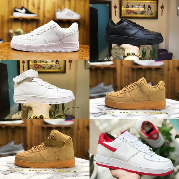 

2020 new design forces men low skateboard shoes one designer 1 knit euro air high women all white black red leather trainer shoes