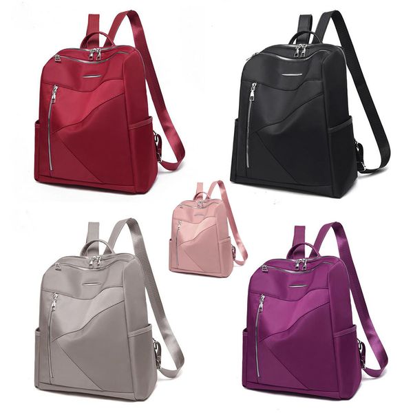 

women mens solid color zipper travel backpack oxford bag anti-theft backpack school shoulder bags for teenage girls