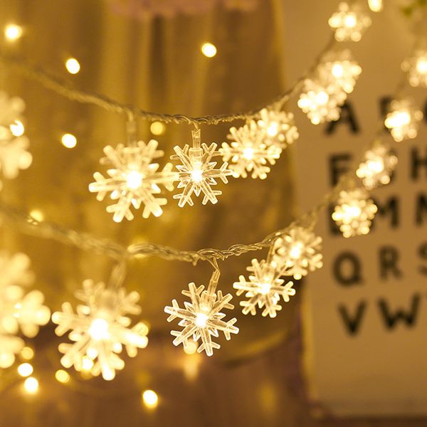 

led garland holiday snowflakes string fairy lights battery powered hanging ornaments christmas tree party home decor