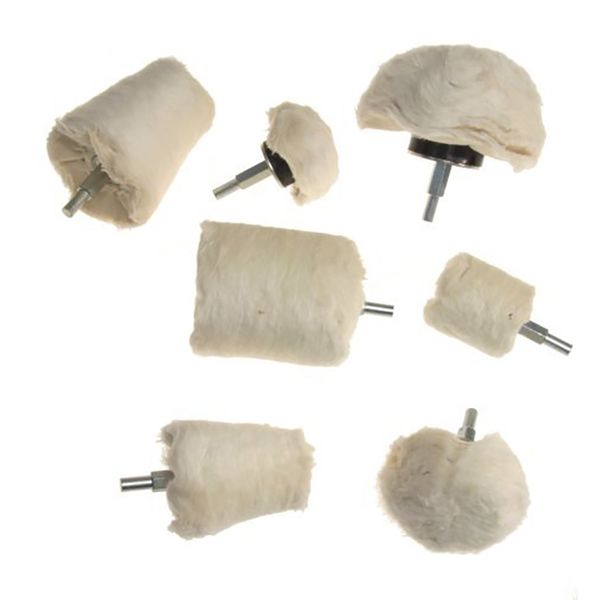 

promotion--drilling and polishing wheel 7 pieces of white polishing mop wheel cone/t-shaped grinding head band 1/4 handle