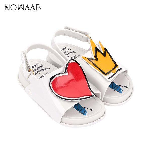 

mini melissa beach slide sandal toddler girl jelly shoes 2020 new baby shoes melissa non-slip sandalias sandals princess t200411, Black;red