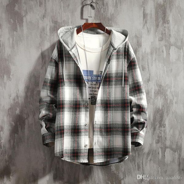 

fall 2019 new cement wall original large size men's leisure loose chequered shirt medusa shirt men's designer shirt, White;black