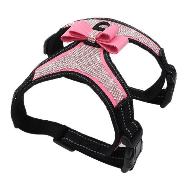 

adjustable puppy bow harness bling rhinestone pet puppy dog harness pet dogs safe travel supplies for small medium large dogs