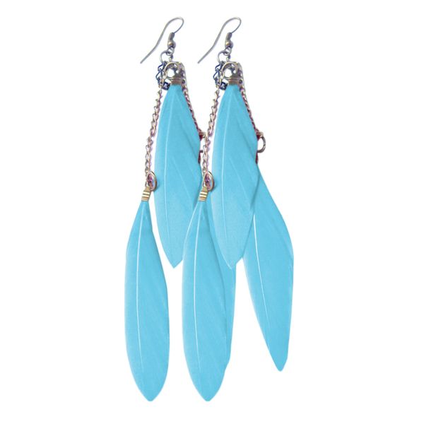

7 colors women lady girls feather earrings luxury long dangle earrings, Silver