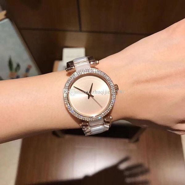 

wholesale luxury watch m4317 m4319 m4321 lady watches 35mm dial diamonds stainless steel quartz movement watches without box, Slivery;brown